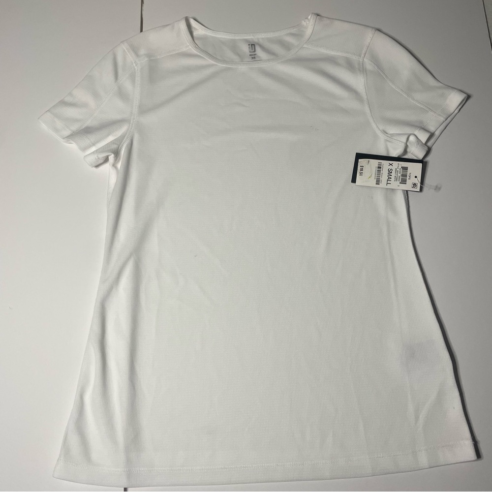 Ideology Performance Textured Short Sleeve Women's T-Shirt Top Size XS White